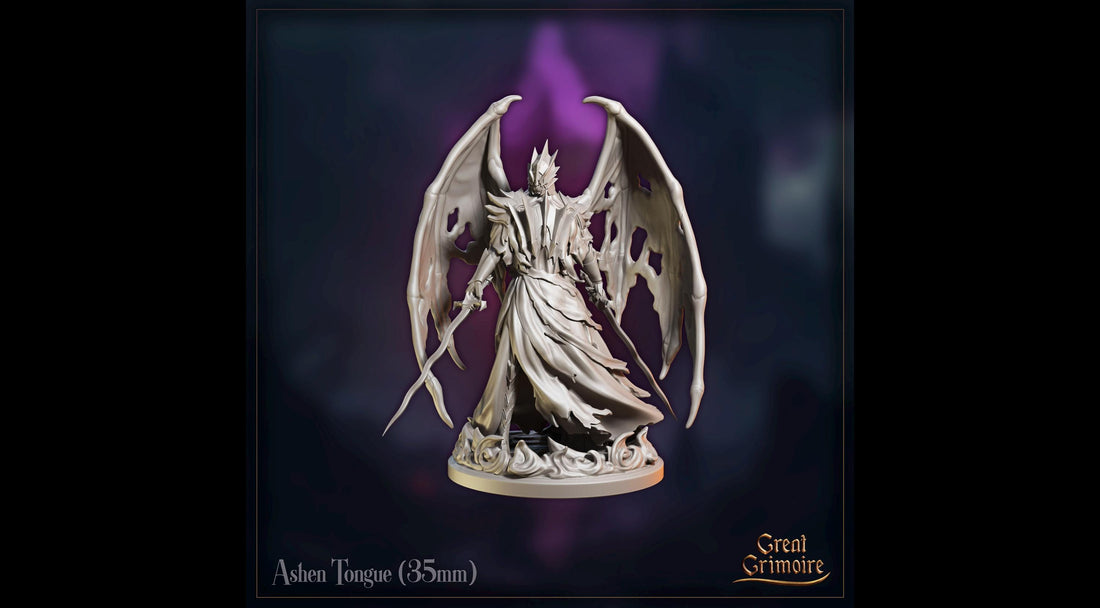 Ashen Tongue Demon | Tabletop RPG Miniature | Great Grimoire | Roleplaying 3D Printed Fantasy Mini - 3DPrintDen