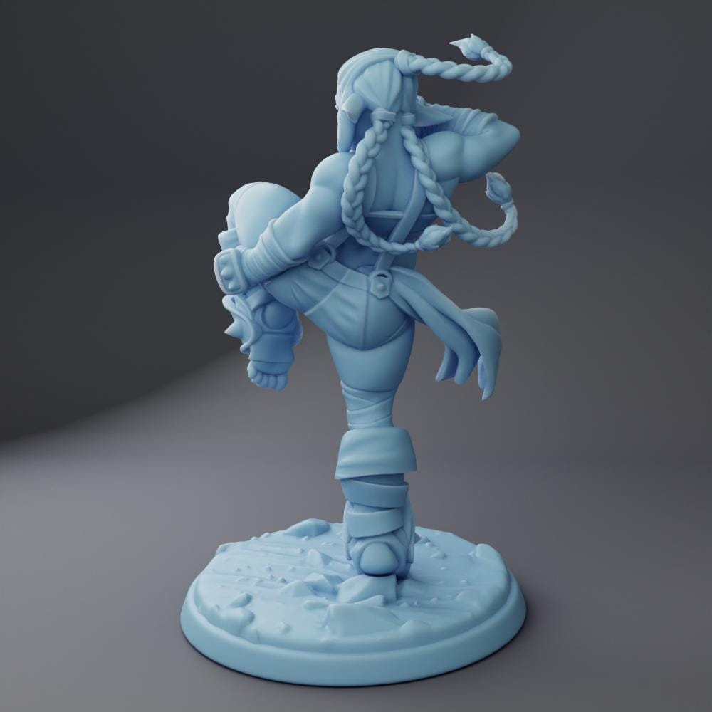 Female Firbolg Monk Miniature, Amber | Twin Goddess Miniatures | Tabletop RPG Miniature | Roleplaying 3D Printed Fantasy Mini - 3DPrintDen