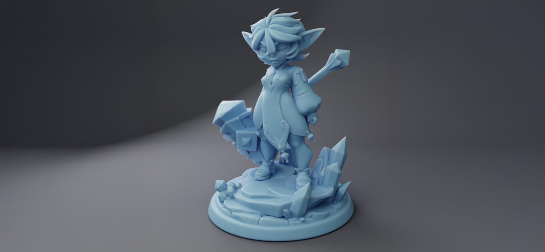 Female Goblin Hammerscout Miniature, Pommel | Twin Goddess Miniatures | Tabletop RPG Miniature | Roleplaying 3D Printed Fantasy Mini - 3DPrintDen