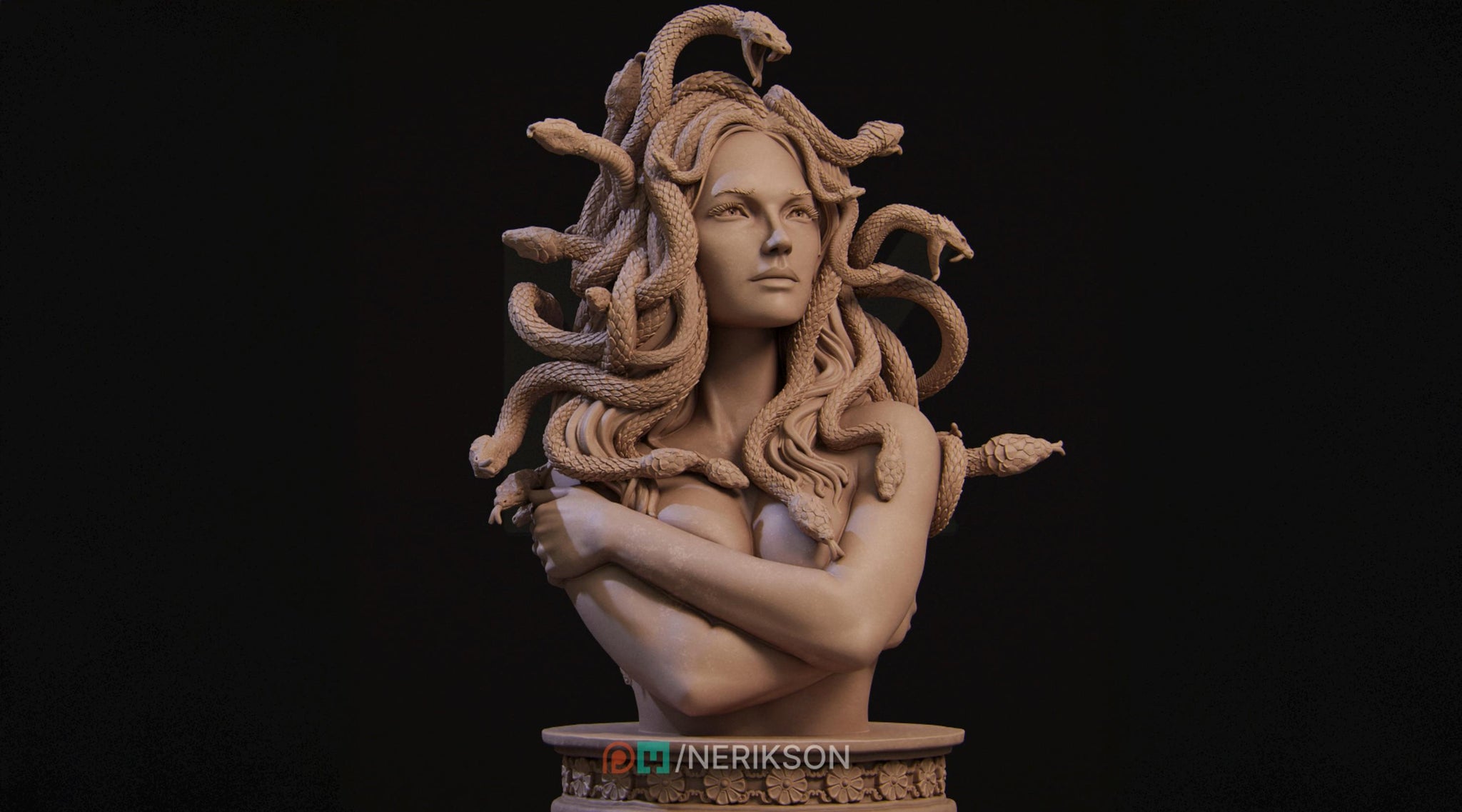Medusa Bust | Tabletop RPG Miniature | Nerikson | Roleplaying 3D Printed Fantasy Mini - 3DPrintDen