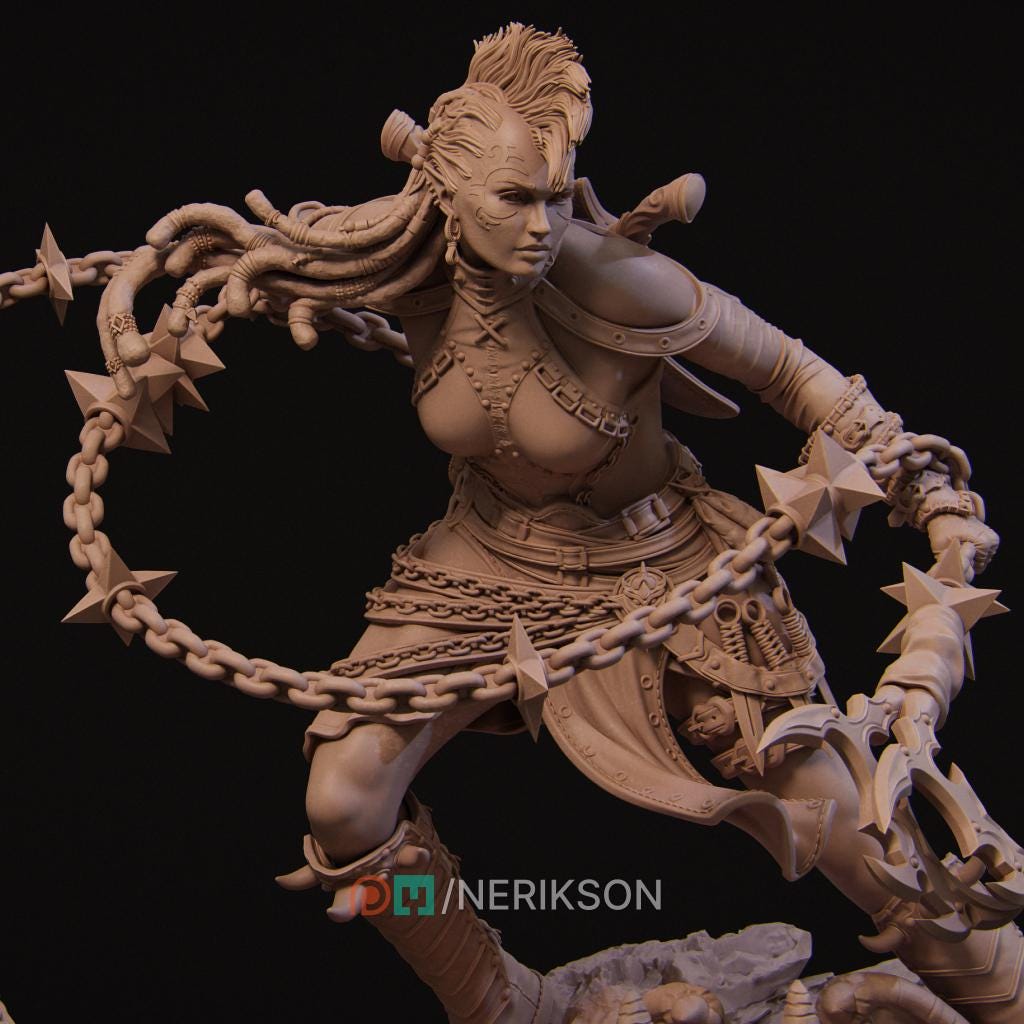 Female Shadow Elf Warrior Miniature, Zestari | Tabletop RPG Miniature | Nerikson | Roleplaying 3D Printed Fantasy Mini - 3DPrintDen