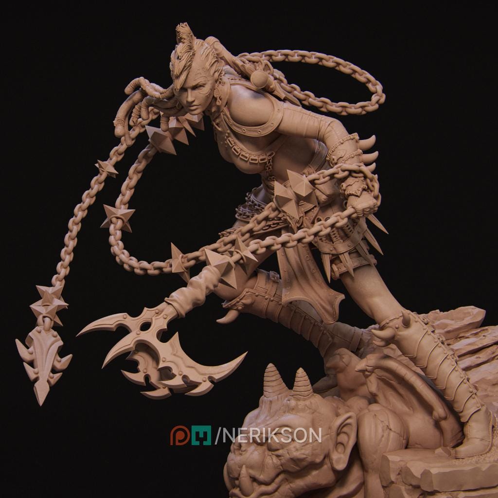 Female Shadow Elf Warrior Miniature, Zestari | Tabletop RPG Miniature | Nerikson | Roleplaying 3D Printed Fantasy Mini - 3DPrintDen