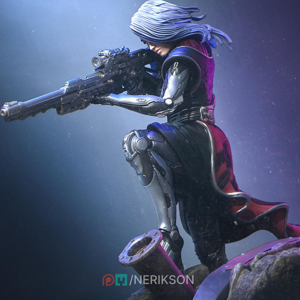 Female Sniper Assassin Miniature, Aryn | Tabletop RPG Miniature | Nerikson | Roleplaying 3D Printed Fantasy Mini - 3DPrintDen