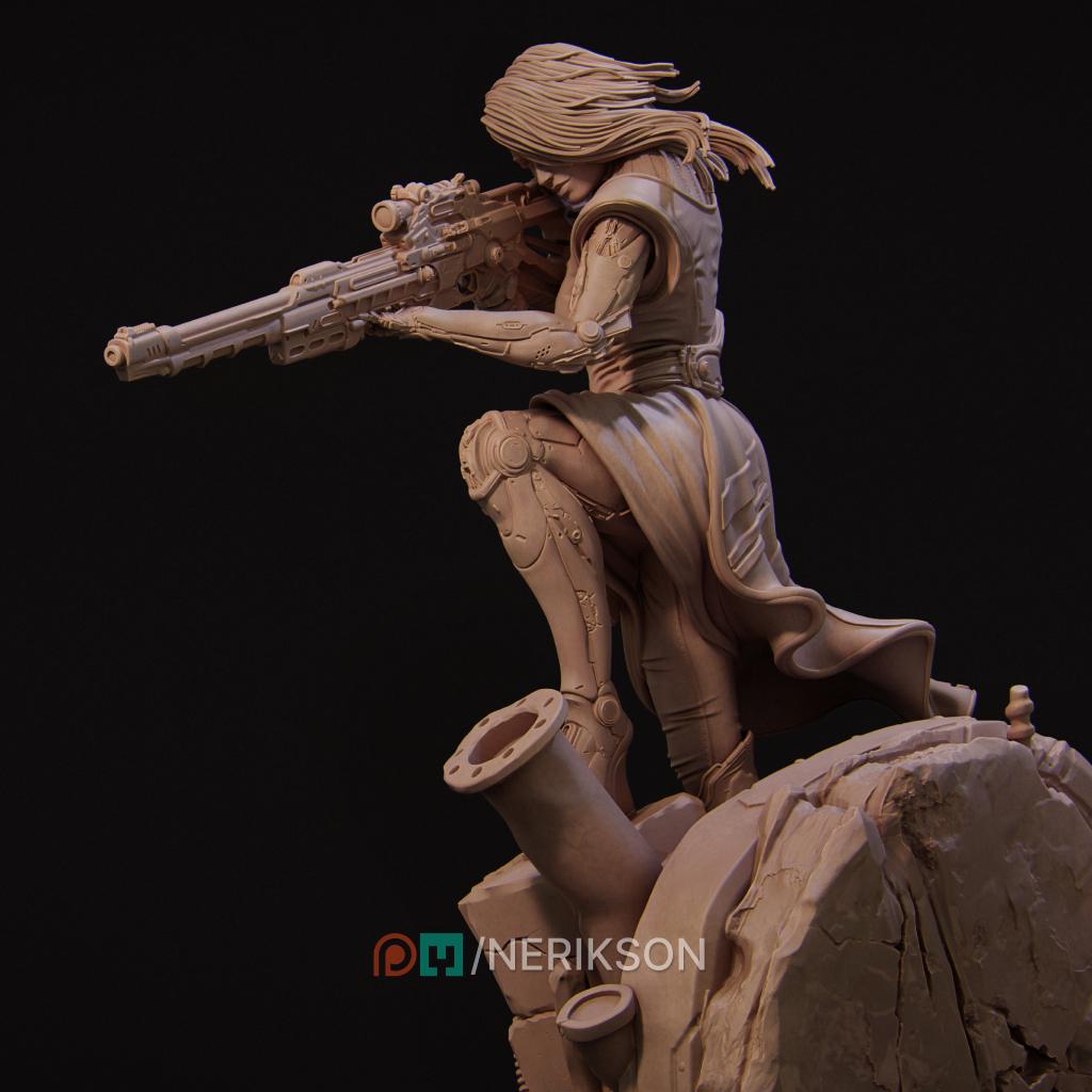 Female Sniper Assassin Miniature, Aryn | Tabletop RPG Miniature | Nerikson | Roleplaying 3D Printed Fantasy Mini - 3DPrintDen