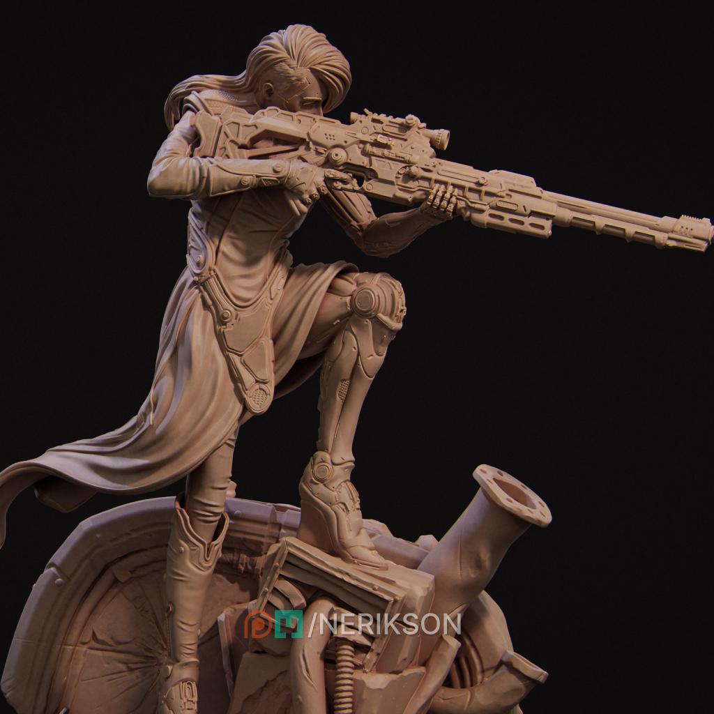 Female Sniper Assassin Miniature, Aryn | Tabletop RPG Miniature | Nerikson | Roleplaying 3D Printed Fantasy Mini - 3DPrintDen