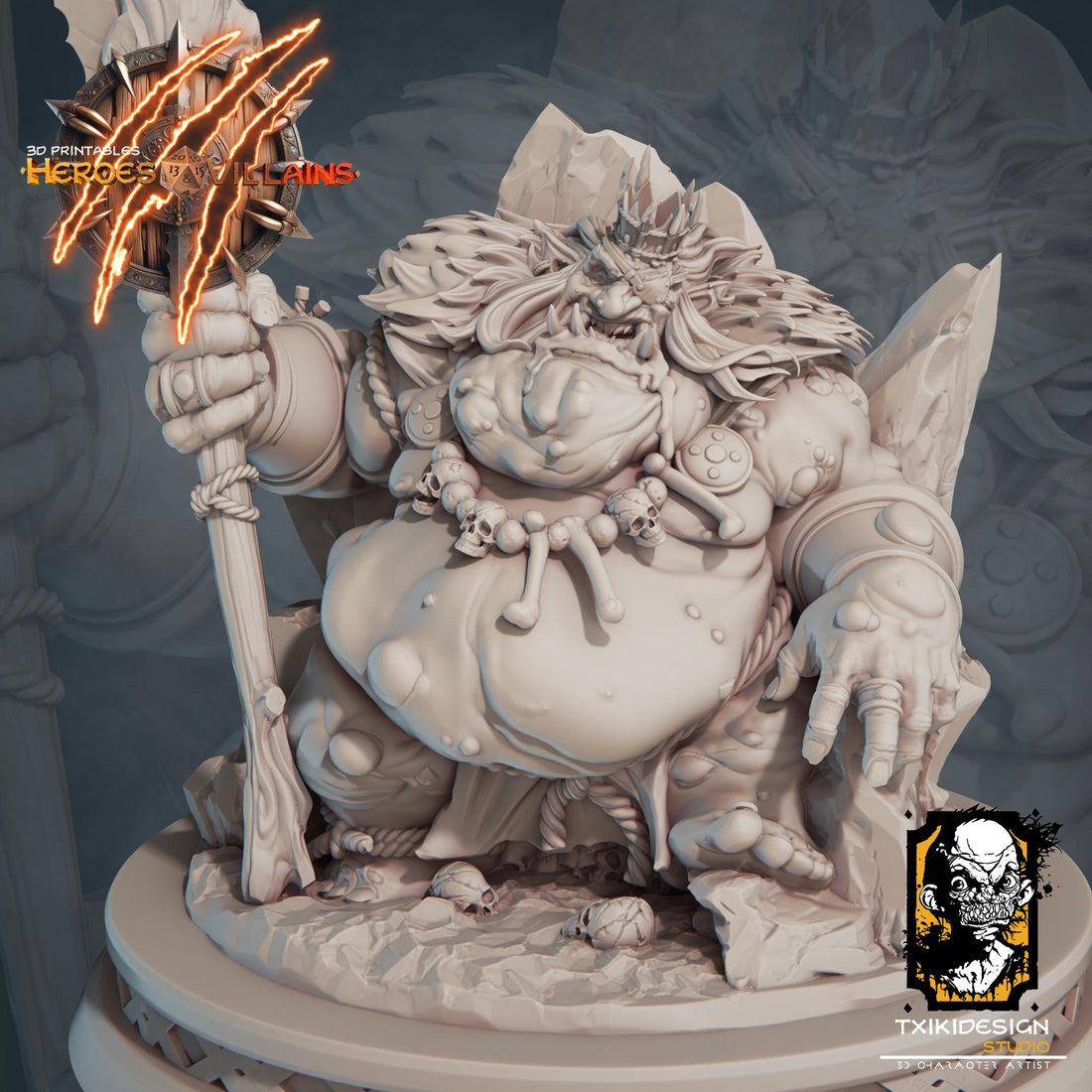 Goblin King Miniature | Tabletop RPG Miniature | Javier Txiki Tejedor | Roleplaying 3D Printed Fantasy Mini - 3DPrintDen