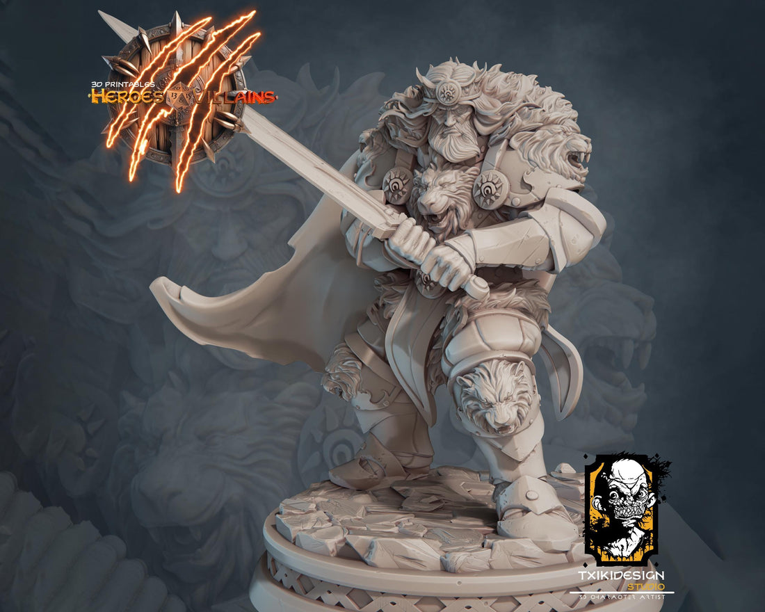 King Miniature, Leofric | Tabletop RPG Miniature | Javier Txiki Tejedor | Roleplaying 3D Printed Fantasy Mini - 3DPrintDen