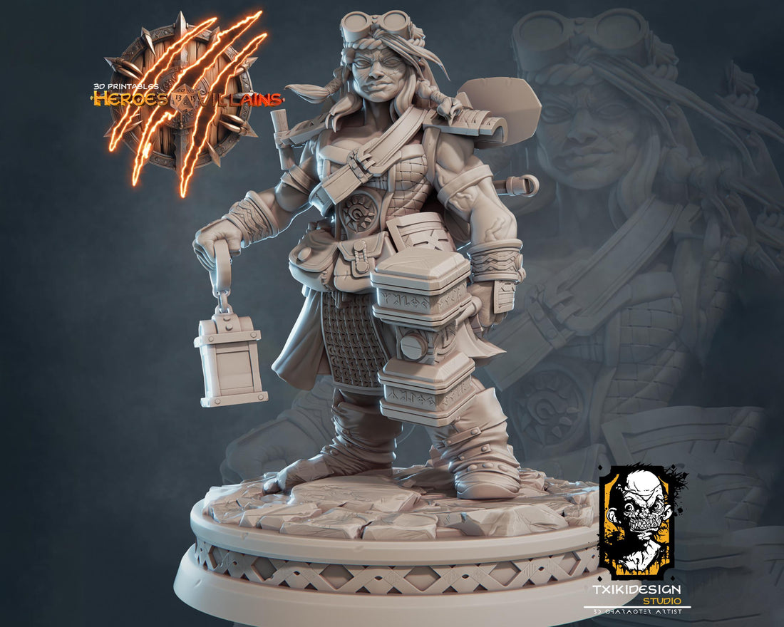 Female Halfling Explorer Miniature | Tabletop RPG Miniature | Javier Txiki Tejedor | Roleplaying 3D Printed Fantasy Mini - 3DPrintDen