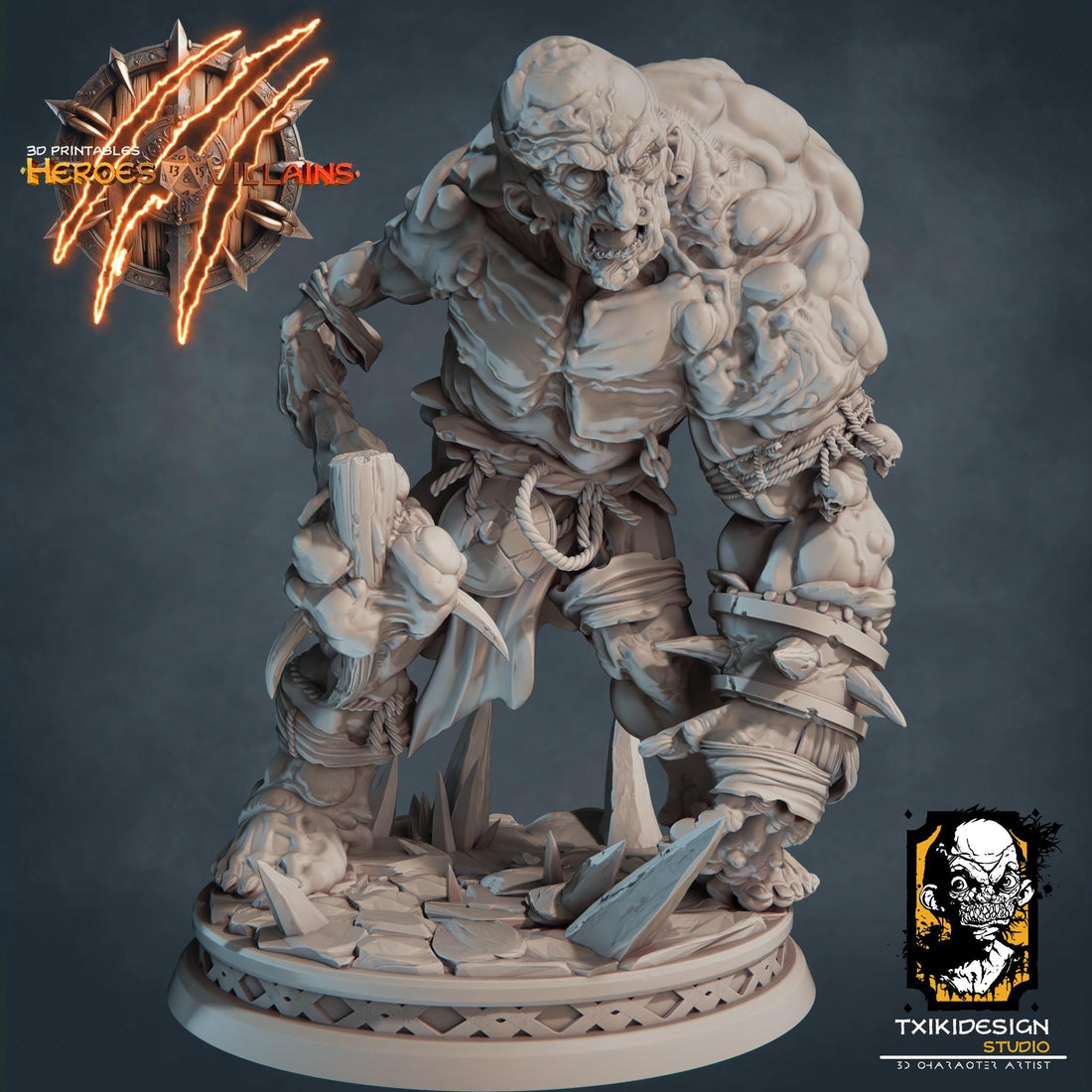 Fomorian Miniature | Tabletop RPG Miniature | Javier Txiki Tejedor | Roleplaying 3D Printed Fantasy Mini - 3DPrintDen