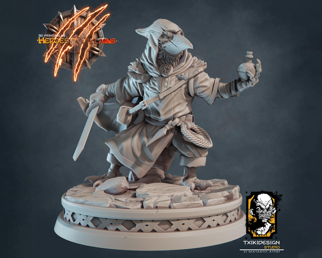 Kenku Assassin Miniature | Tabletop RPG Miniature | Javier Txiki Tejedor | Roleplaying 3D Printed Fantasy Mini - 3DPrintDen