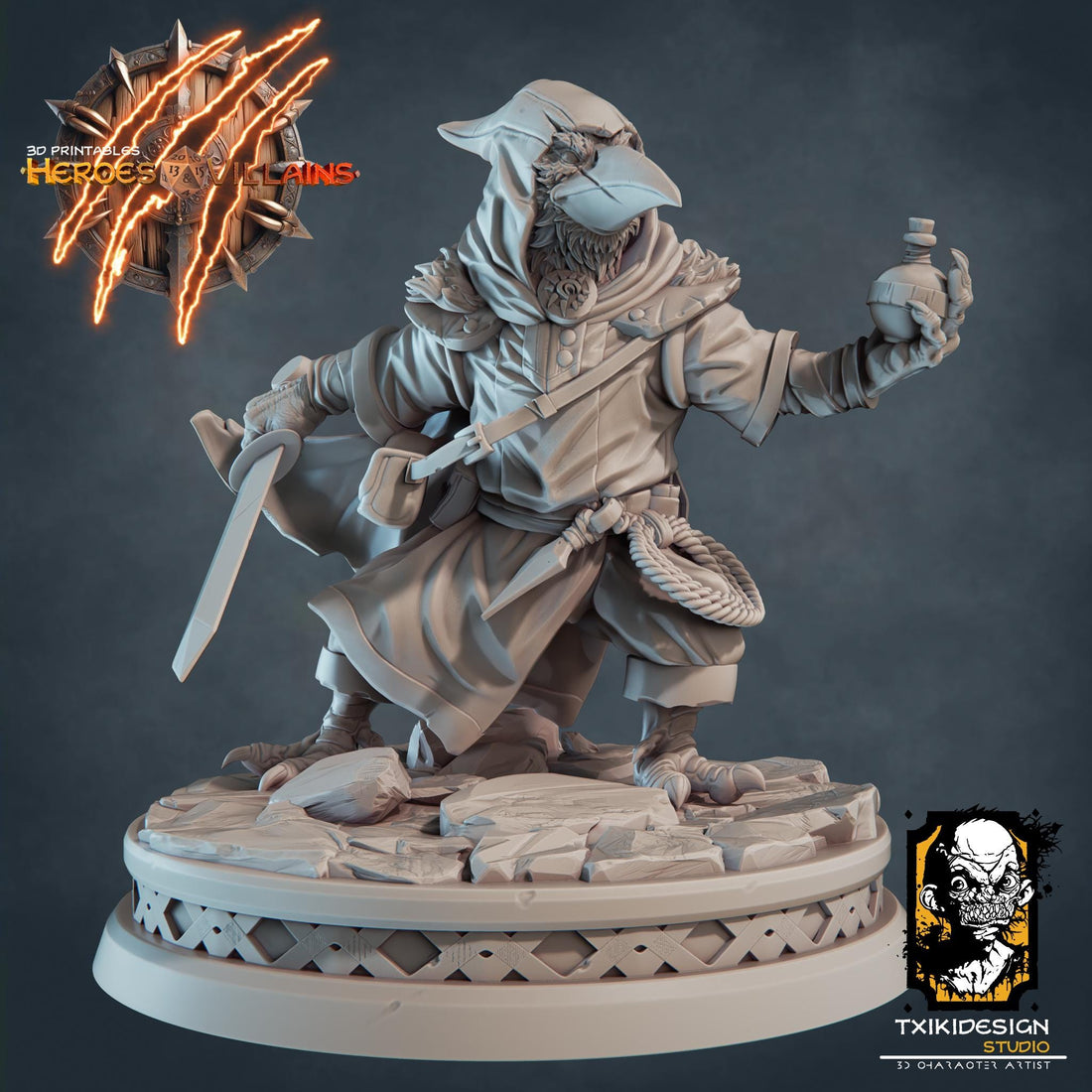 Kenku Assassin Miniature | Tabletop RPG Miniature | Javier Txiki Tejedor | Roleplaying 3D Printed Fantasy Mini - 3DPrintDen