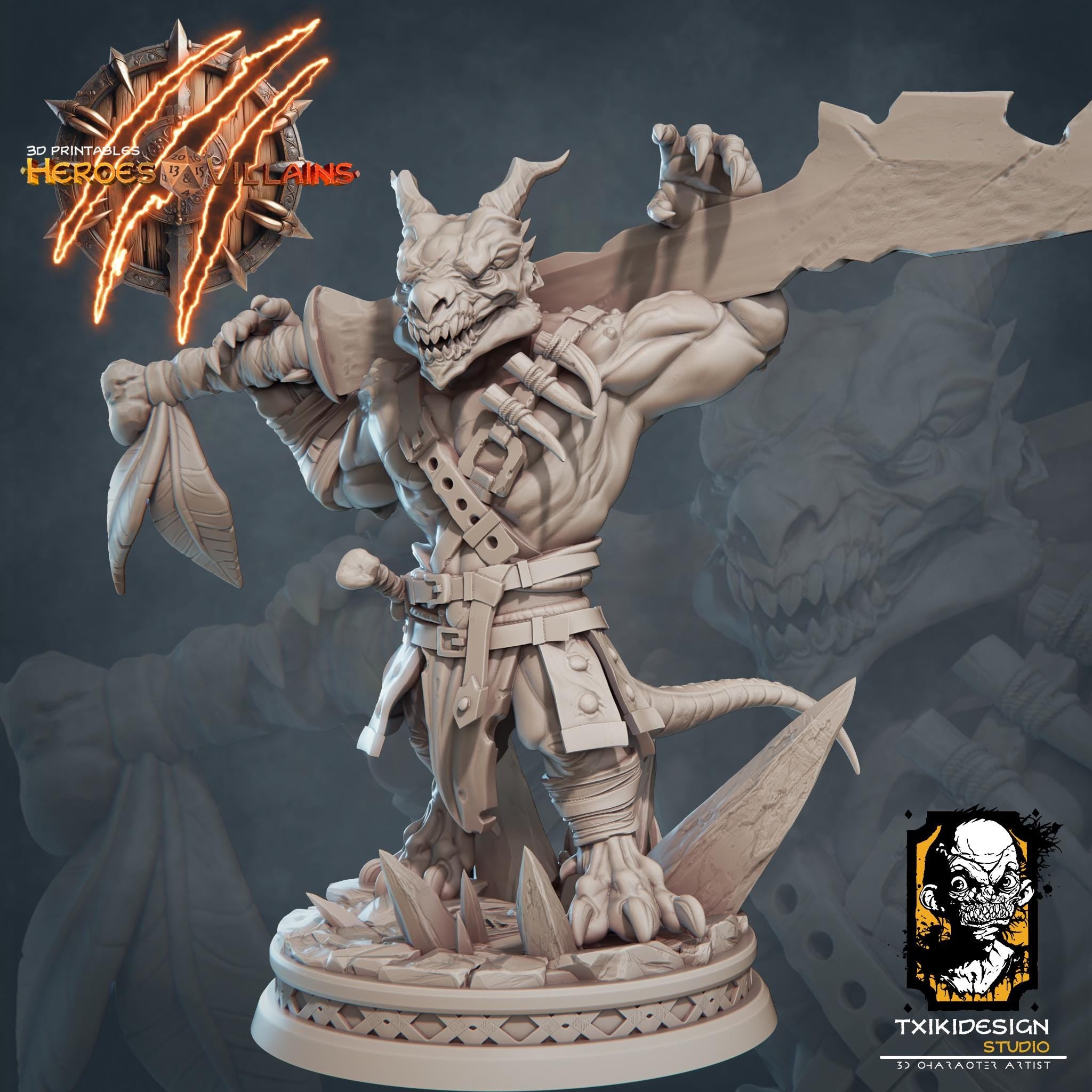 Goblin Warrior Miniature | Tabletop RPG Miniature | Javier Txiki Tejedor | Roleplaying 3D Printed Fantasy Mini - 3DPrintDen