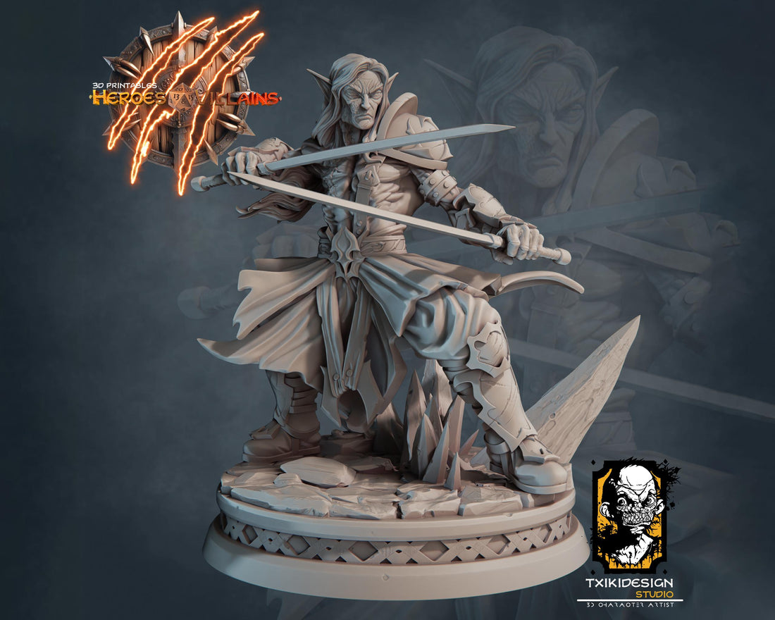 Drow Warrior Miniature | Tabletop RPG Miniature | Javier Txiki Tejedor | Roleplaying 3D Printed Fantasy Mini - 3DPrintDen