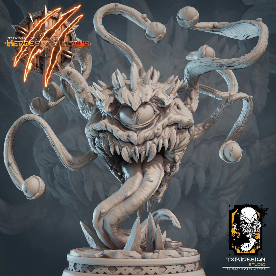 Tyrant Eye Miniature | Tabletop RPG Miniature | Javier Txiki Tejedor | Roleplaying 3D Printed Fantasy Mini - 3DPrintDen