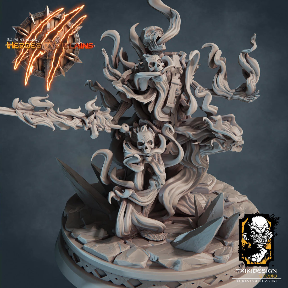 Undead Warrior Miniature | Tabletop RPG Miniature | Javier Txiki Tejedor | Roleplaying 3D Printed Fantasy Mini - 3DPrintDen