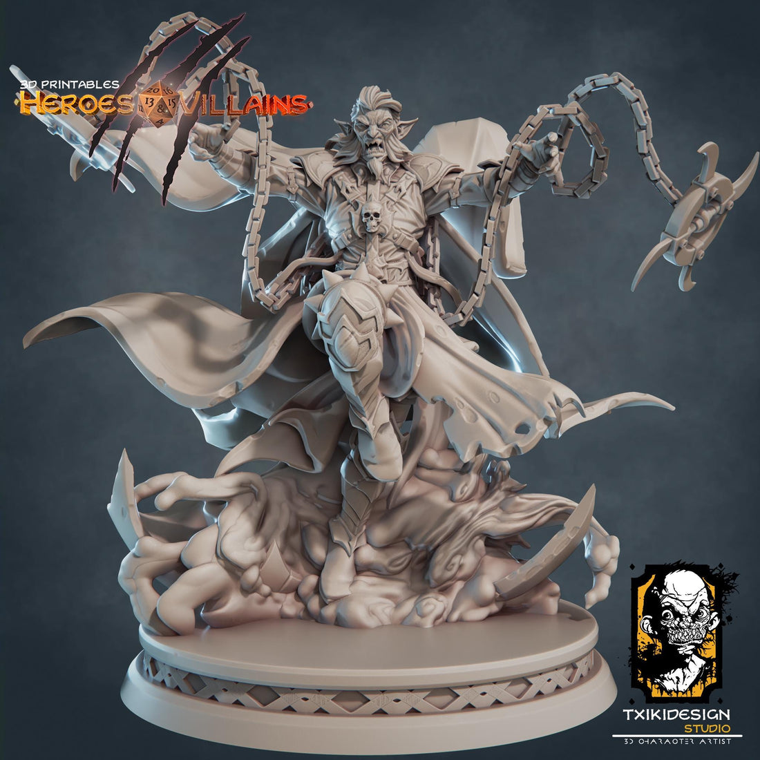 Vampire Lord Miniature | Tabletop RPG Miniature | Javier Txiki Tejedor | Roleplaying 3D Printed Fantasy Mini - 3DPrintDen