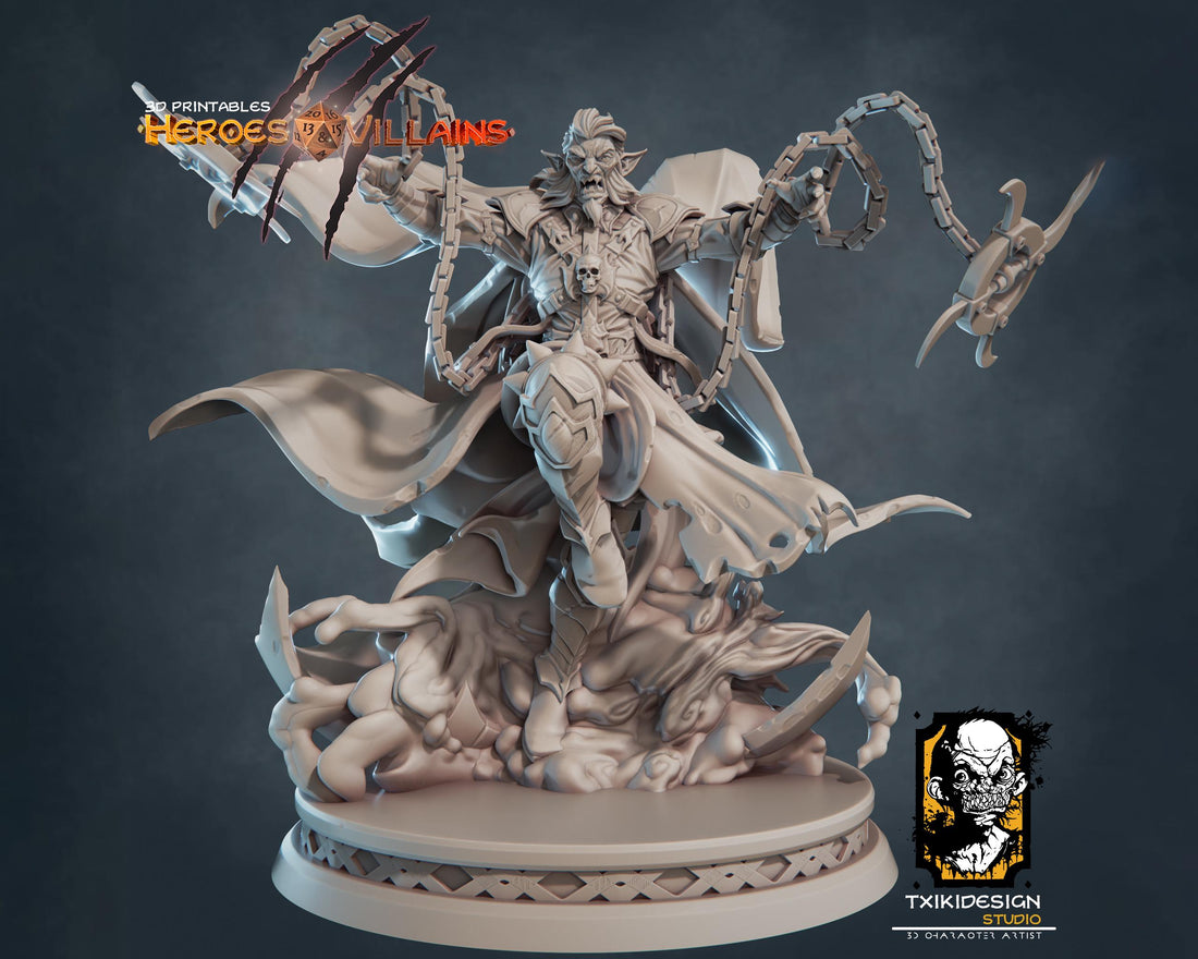 Vampire Lord Miniature | Tabletop RPG Miniature | Javier Txiki Tejedor | Roleplaying 3D Printed Fantasy Mini - 3DPrintDen