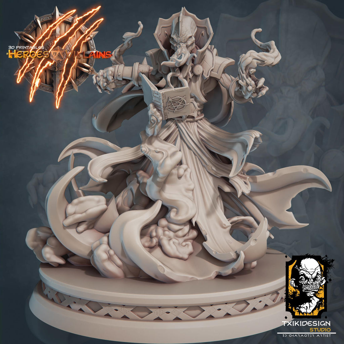 Illithid Lord Miniature | Tabletop RPG Miniature | Javier Txiki Tejedor | Roleplaying 3D Printed Fantasy Mini - 3DPrintDen