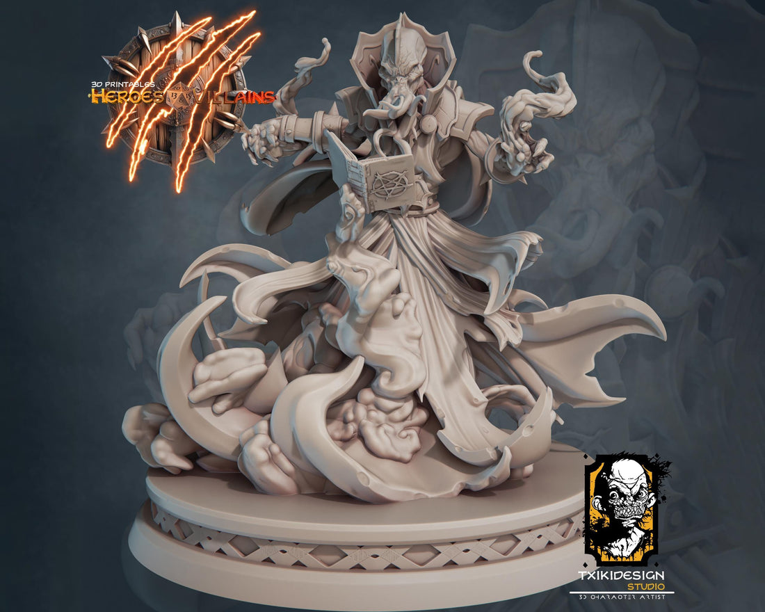 Illithid Lord Miniature | Tabletop RPG Miniature | Javier Txiki Tejedor | Roleplaying 3D Printed Fantasy Mini - 3DPrintDen