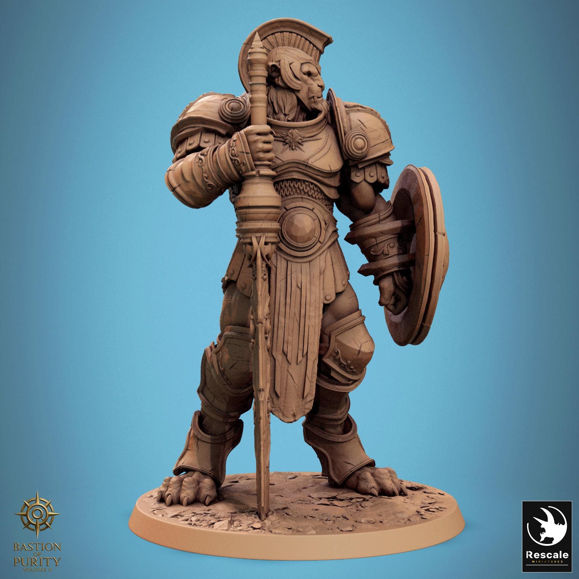 Leonin Warrior Miniature | Tabletop RPG Miniature | Rescale Miniature | Roleplaying 3D Printed Fantasy Mini - 3DPrintDen