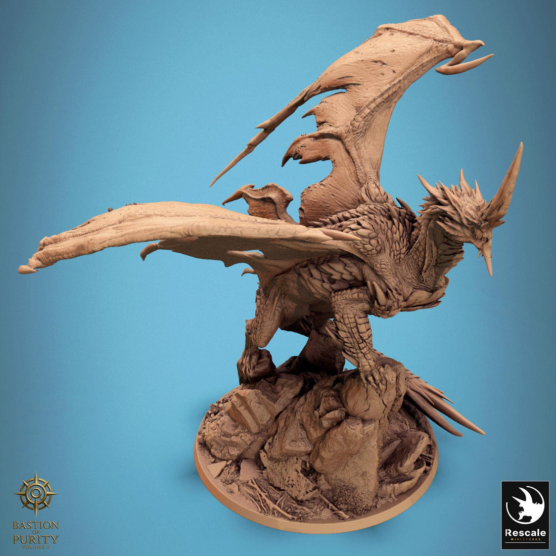Chromatic Blue Dragon Miniature | Tabletop RPG Miniature | Rescale Miniature | Roleplaying 3D Printed Fantasy Mini - 3DPrintDen