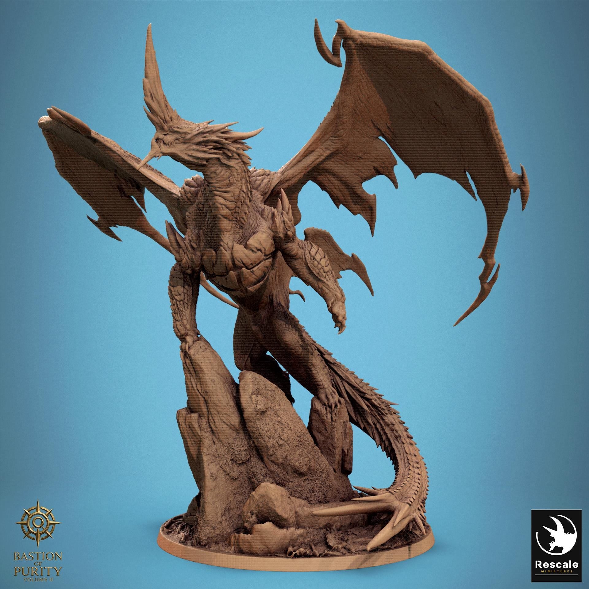 Chromatic Blue Dragon Miniature | Tabletop RPG Miniature | Rescale Miniature | Roleplaying 3D Printed Fantasy Mini - 3DPrintDen