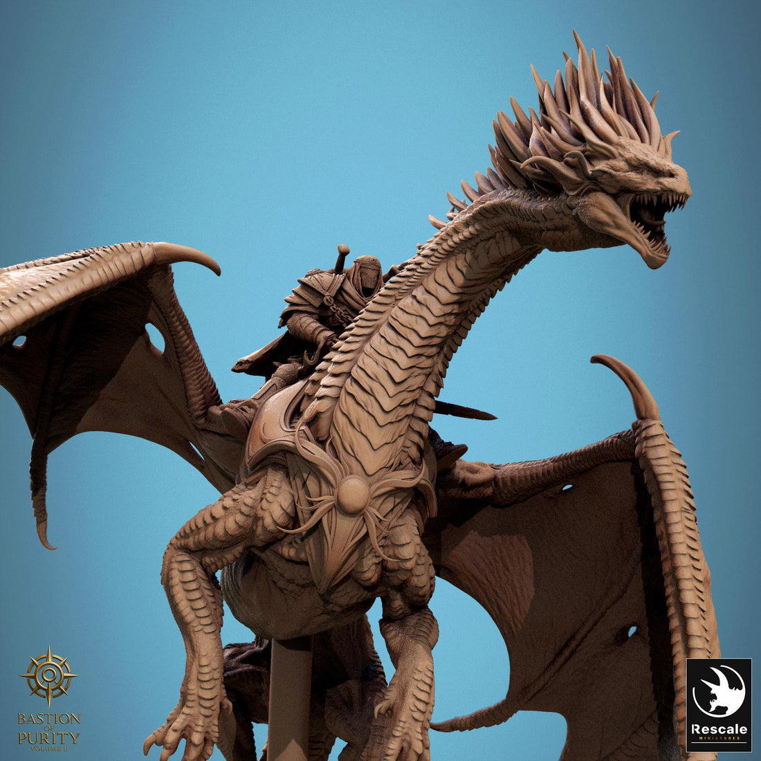 Dragon Guard Rider Miniature | Tabletop RPG Miniature | Rescale Miniature | Roleplaying 3D Printed Fantasy Mini - 3DPrintDen