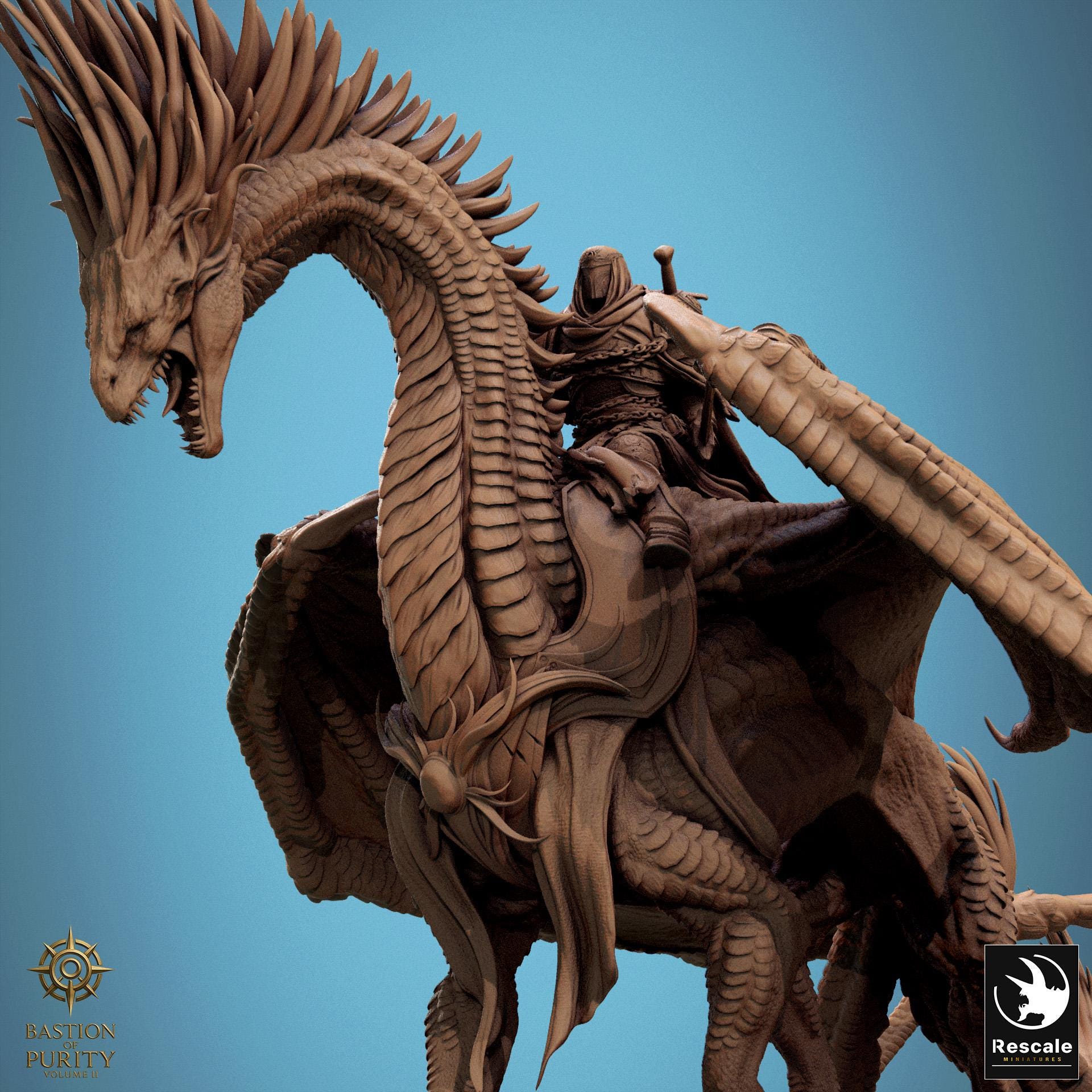 Dragon Guard Rider Miniature | Tabletop RPG Miniature | Rescale Miniature | Roleplaying 3D Printed Fantasy Mini - 3DPrintDen