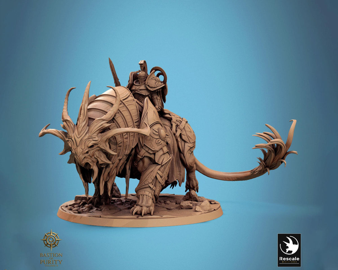 Radiant Warbeast Rider Miniature | Tabletop RPG Miniature | Rescale Miniature | Roleplaying 3D Printed Fantasy Mini - 3DPrintDen