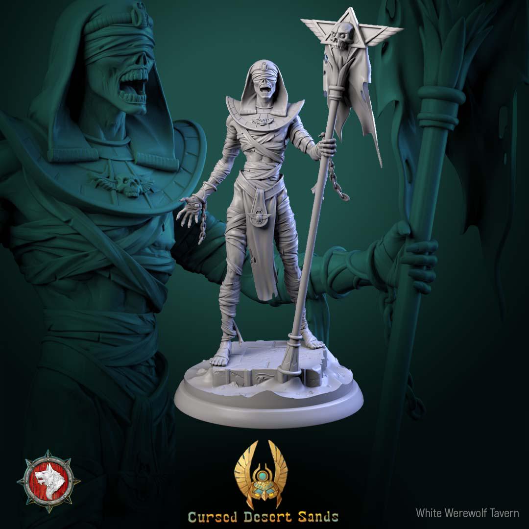 Cursed Mummy Miniature | Tabletop RPG Miniature | White Werewolf Tavern | Roleplaying 3D Printed Fantasy Mini - 3DPrintDen