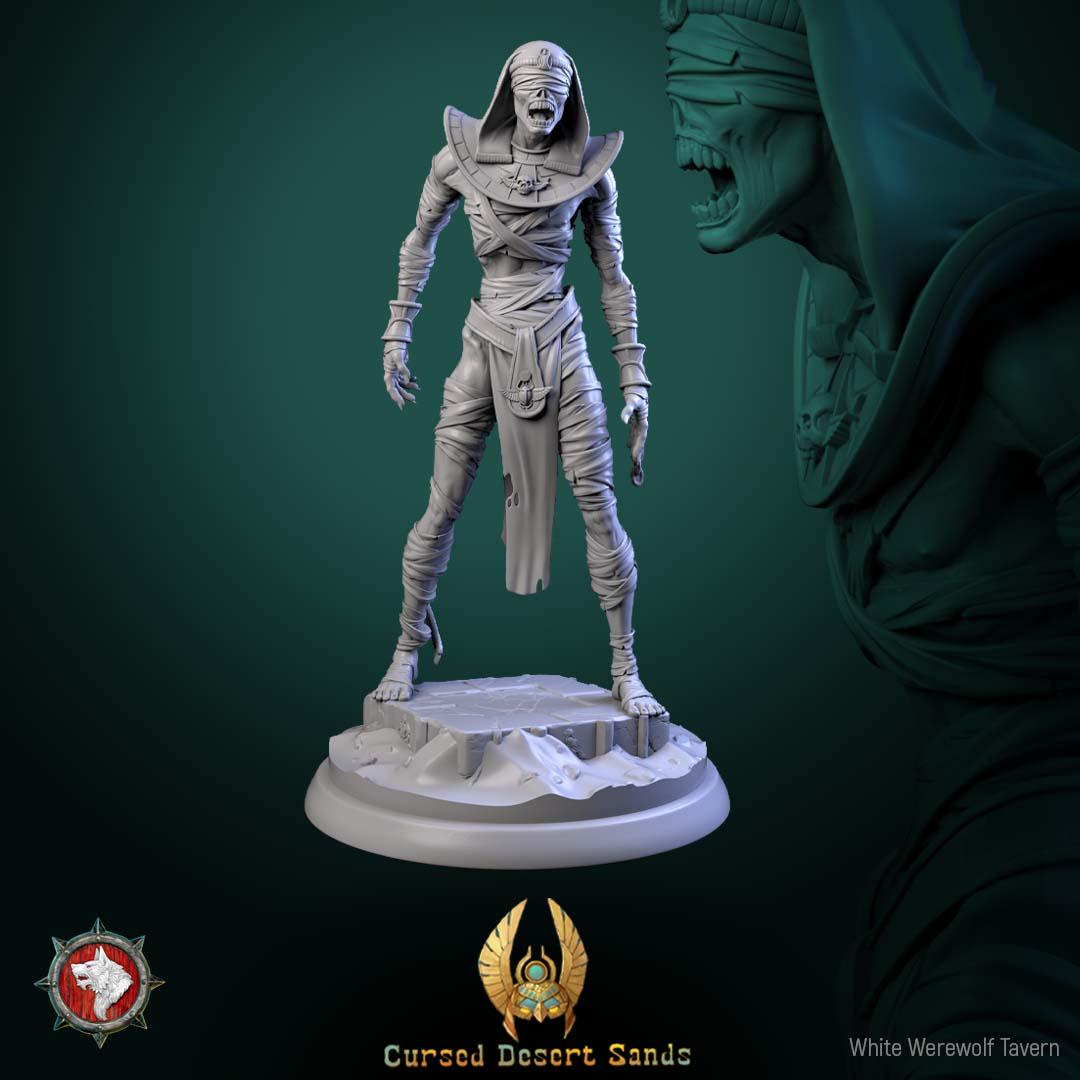Cursed Mummy Miniature | Tabletop RPG Miniature | White Werewolf Tavern | Roleplaying 3D Printed Fantasy Mini - 3DPrintDen