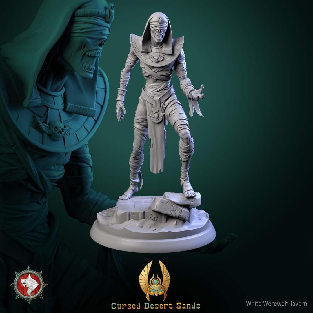 Cursed Mummy Miniature | Tabletop RPG Miniature | White Werewolf Tavern | Roleplaying 3D Printed Fantasy Mini - 3DPrintDen
