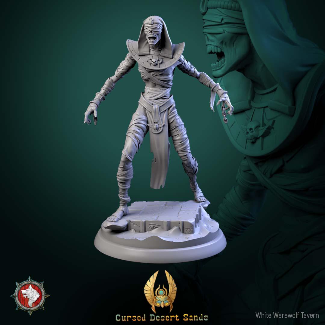 Cursed Mummy Miniature | Tabletop RPG Miniature | White Werewolf Tavern | Roleplaying 3D Printed Fantasy Mini - 3DPrintDen