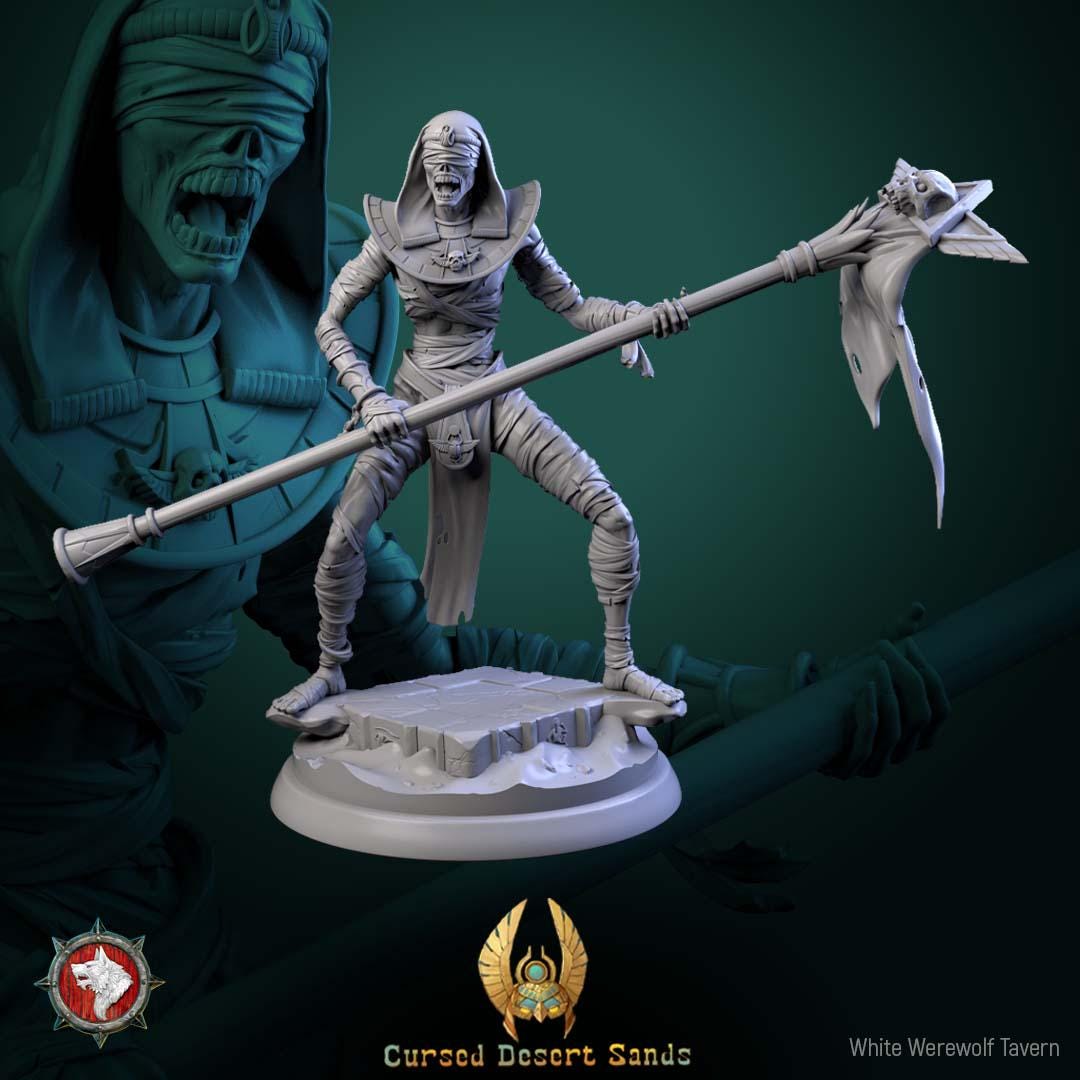 Cursed Mummy Miniature | Tabletop RPG Miniature | White Werewolf Tavern | Roleplaying 3D Printed Fantasy Mini - 3DPrintDen