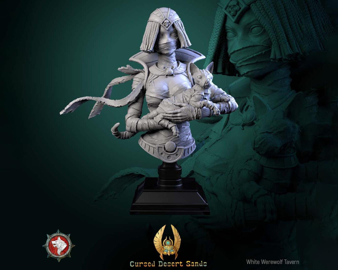 Female Mummy Bust | Tabletop RPG Miniature | White Werewolf Tavern | Roleplaying 3D Printed Fantasy Mini - 3DPrintDen