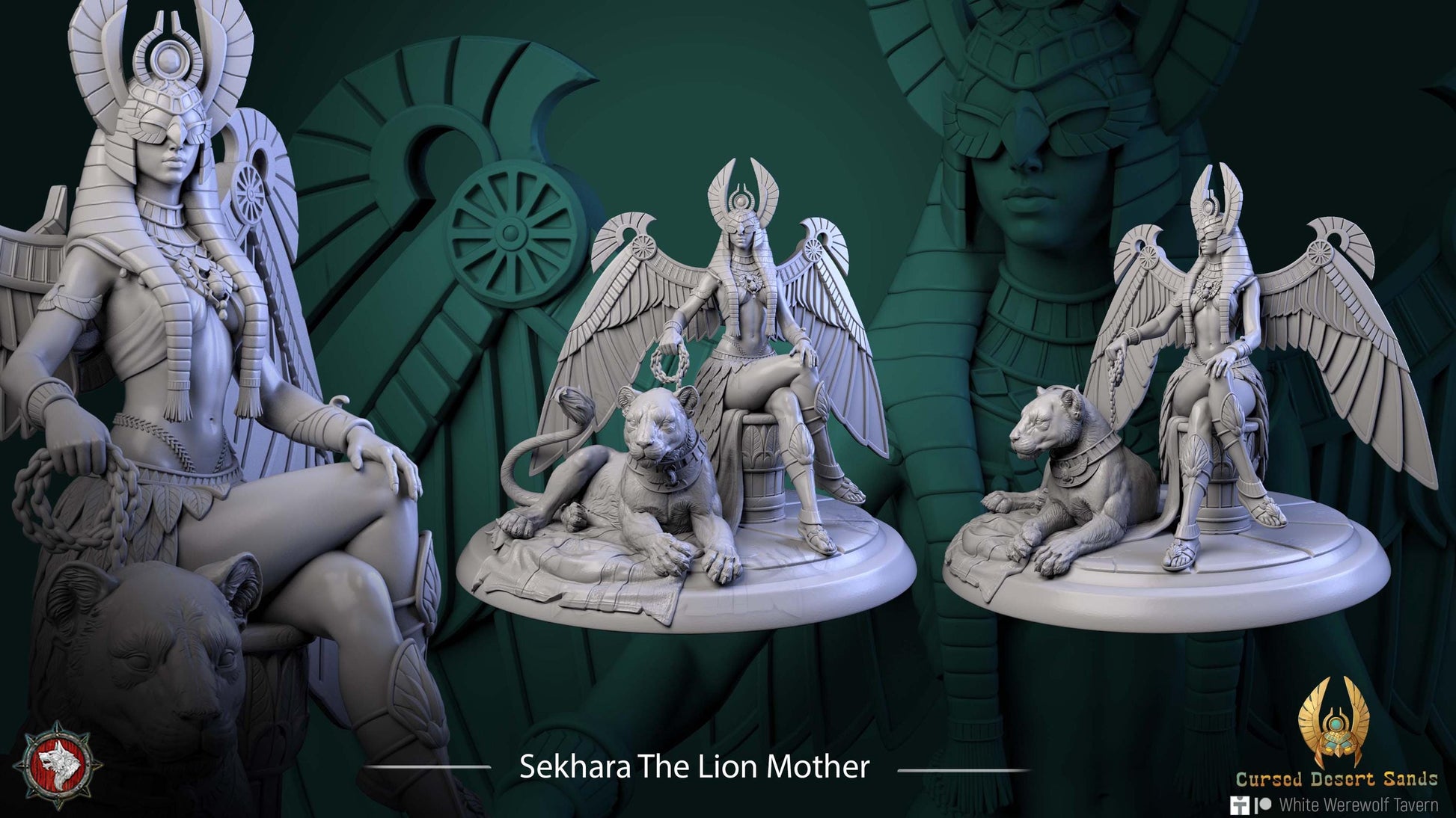 Female Pharaoh Miniature, Sekhara | Tabletop RPG Miniature | White Werewolf Tavern | Roleplaying 3D Printed Fantasy Mini - 3DPrintDen