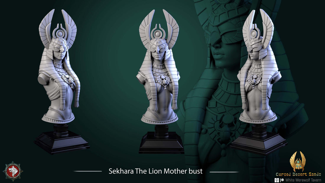 Female Pharaoh Bust | Tabletop RPG Miniature | White Werewolf Tavern | Roleplaying 3D Printed Fantasy Mini - 3DPrintDen