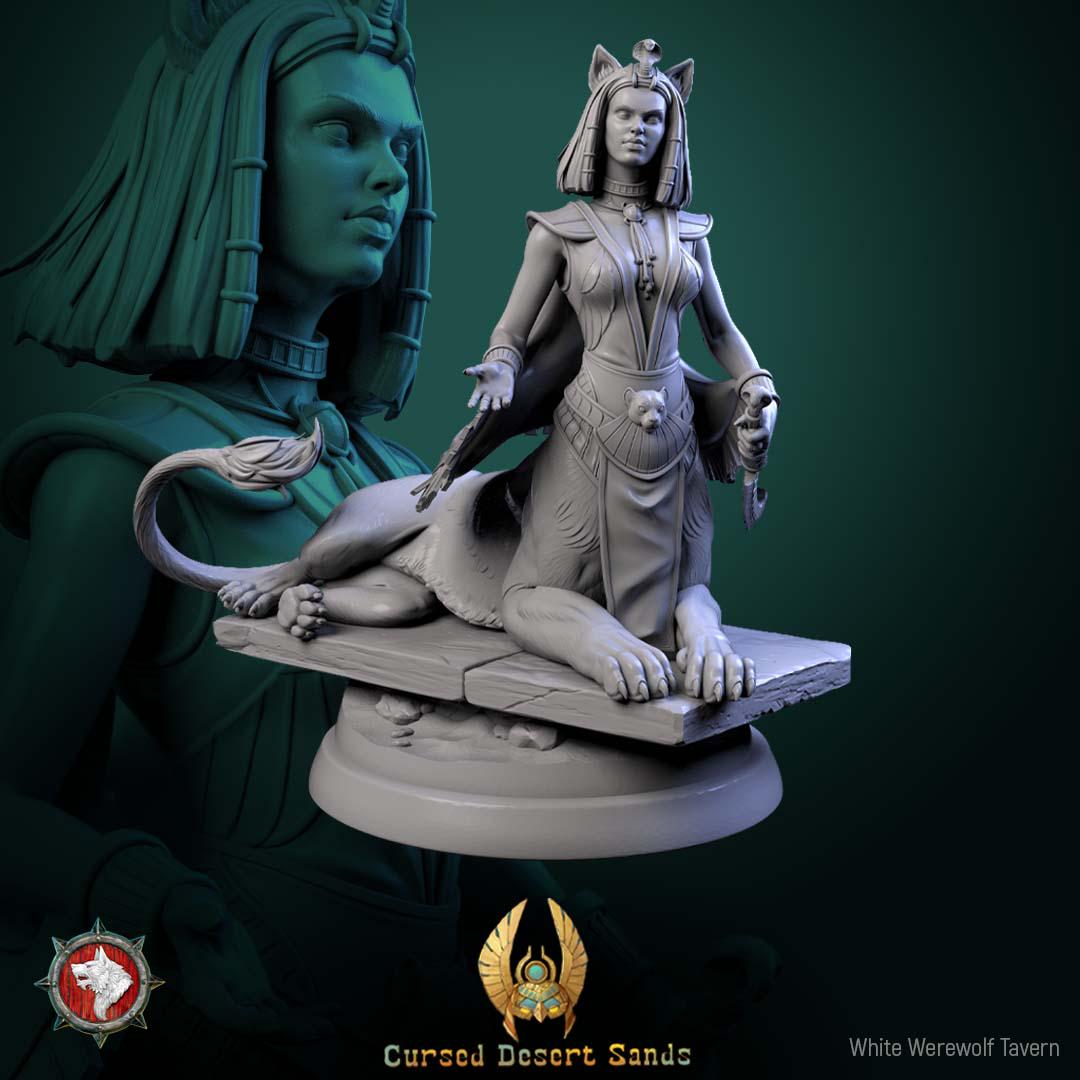 Sphinx Daughter Miniature | Tabletop RPG Miniature | White Werewolf Tavern | Roleplaying 3D Printed Fantasy Mini - 3DPrintDen