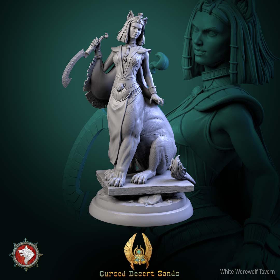 Sphinx Daughter Miniature | Tabletop RPG Miniature | White Werewolf Tavern | Roleplaying 3D Printed Fantasy Mini - 3DPrintDen