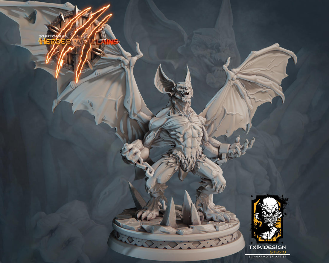 Vampire Demon Miniature | Tabletop RPG Miniature | Javier Txiki Tejedor | Roleplaying 3D Printed Fantasy Mini - 3DPrintDen