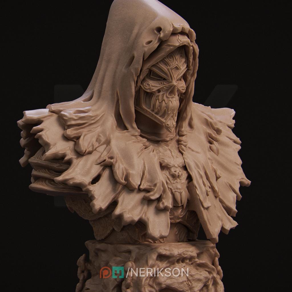 Horseman Bust, Death | Tabletop RPG Miniature | Nerikson | Roleplaying 3D Printed Fantasy Mini - 3DPrintDen