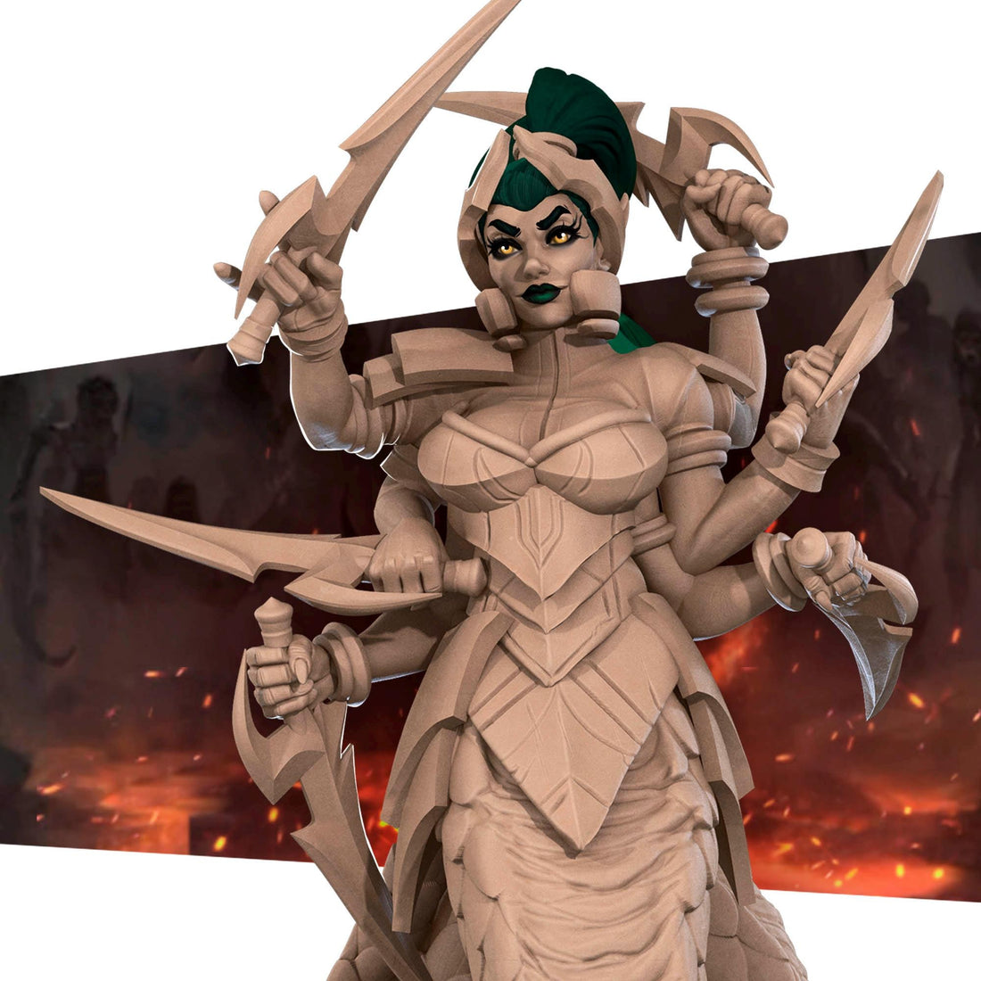 Female Marilith Miniature, Meredith | Tabletop RPG Miniature | Bite the Bullet | Roleplaying 3D Printed Fantasy Mini - 3DPrintDen