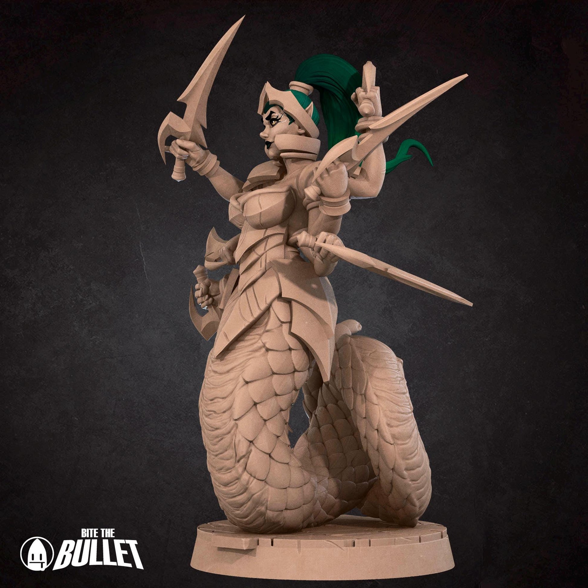 Female Marilith Miniature, Meredith | Tabletop RPG Miniature | Bite the Bullet | Roleplaying 3D Printed Fantasy Mini - 3DPrintDen