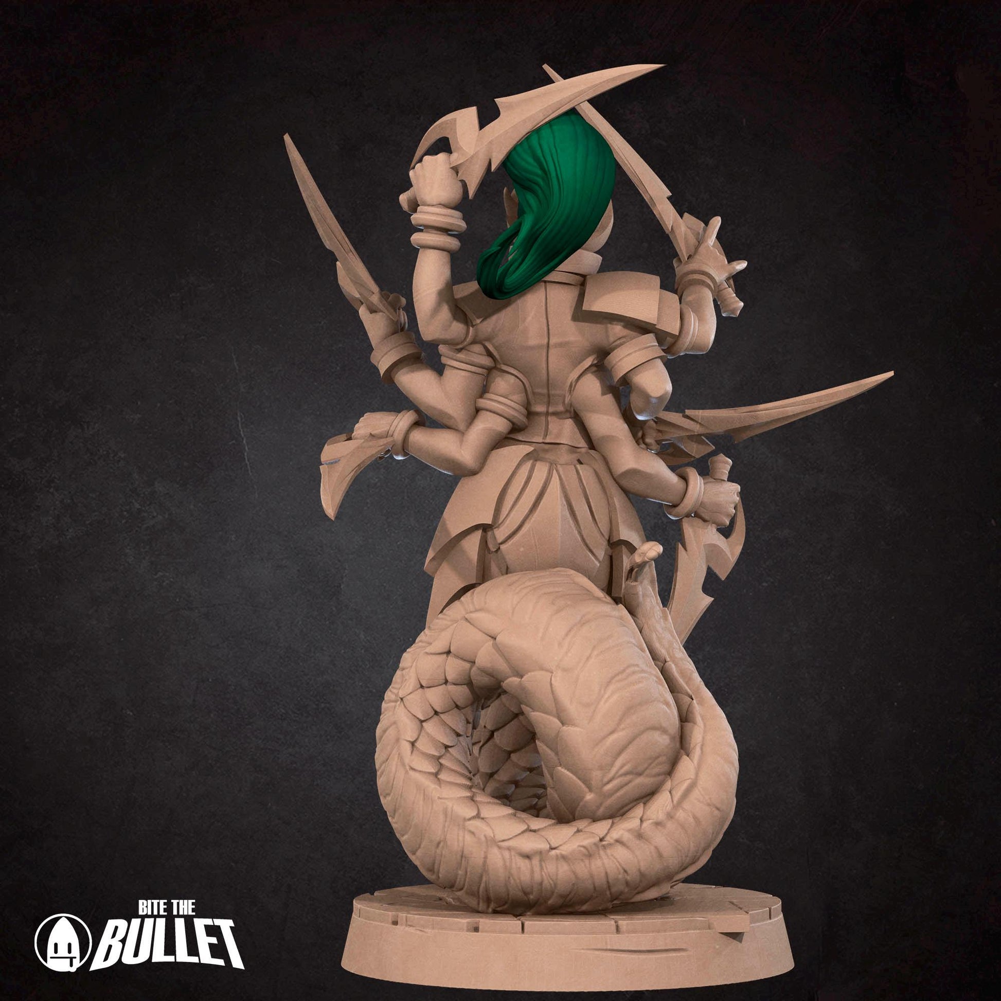 Female Marilith Miniature, Meredith | Tabletop RPG Miniature | Bite the Bullet | Roleplaying 3D Printed Fantasy Mini - 3DPrintDen