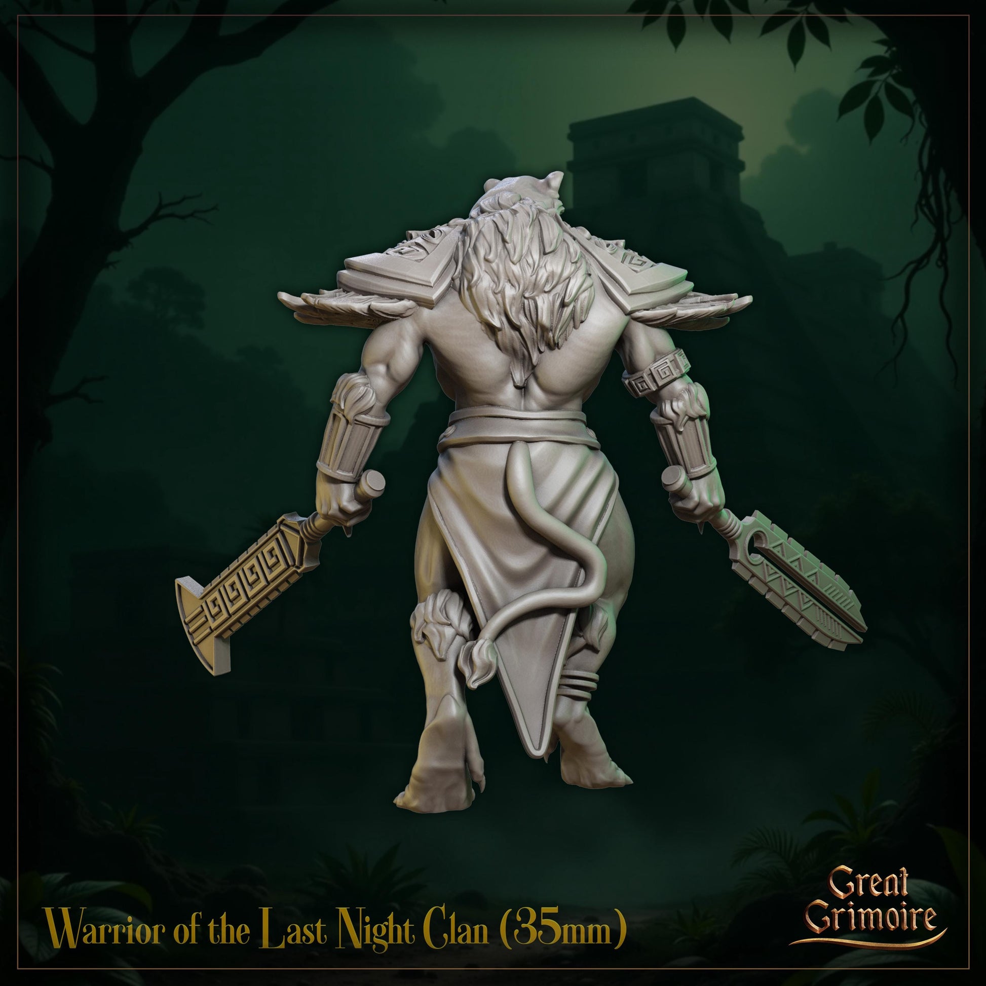 Warrior of the Last Night Clan Miniature | Tabletop RPG Miniature | Great Grimoire | Roleplaying 3D Printed Fantasy Mini - 3DPrintDen