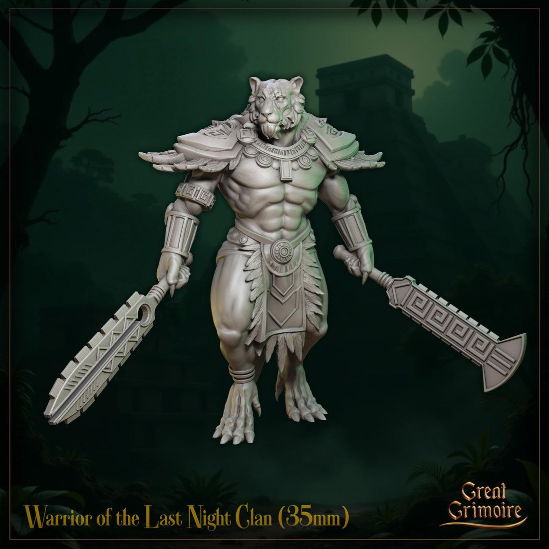 Warrior of the Last Night Clan Miniature | Tabletop RPG Miniature | Great Grimoire | Roleplaying 3D Printed Fantasy Mini - 3DPrintDen