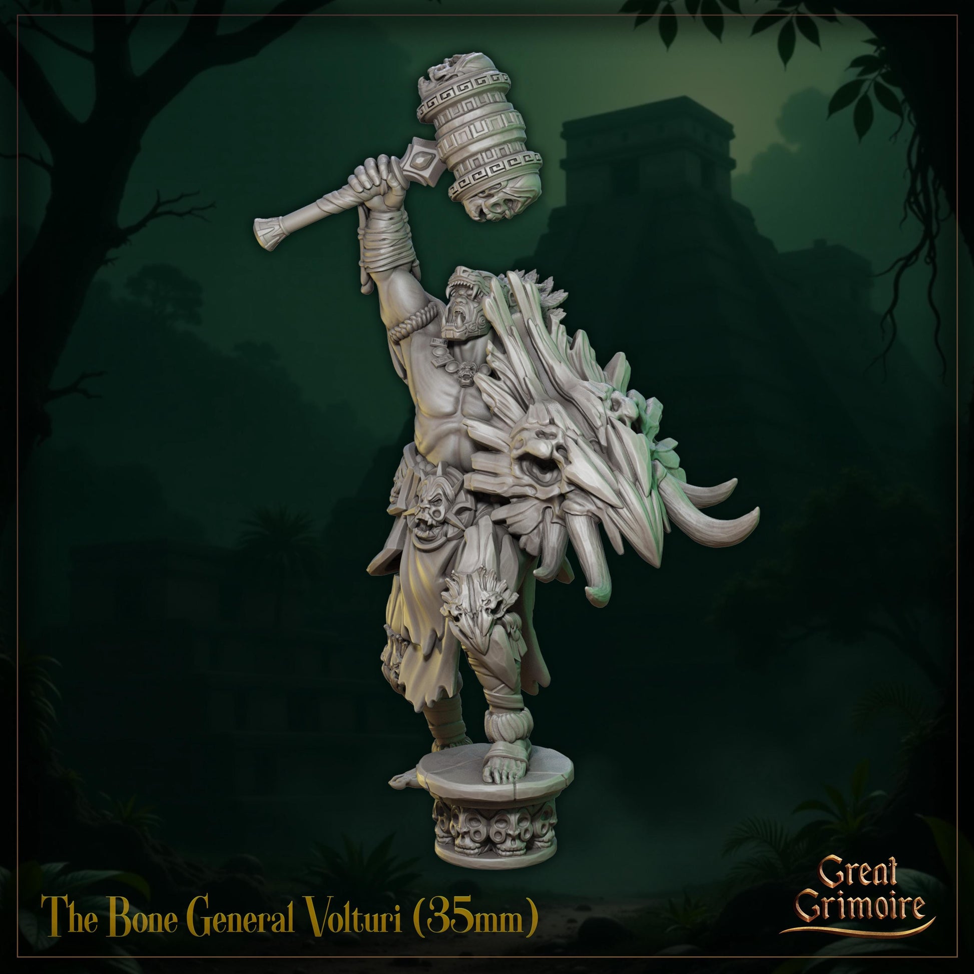 Bone General Miniature | Tabletop RPG Miniature | Great Grimoire | Roleplaying 3D Printed Fantasy Mini - 3DPrintDen