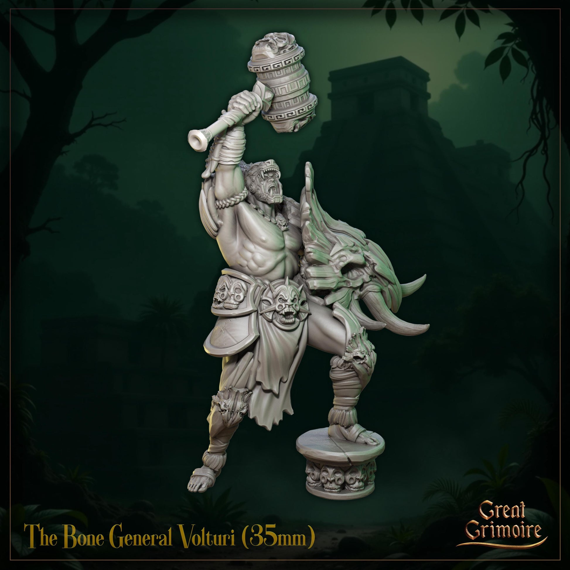 Bone General Miniature | Tabletop RPG Miniature | Great Grimoire | Roleplaying 3D Printed Fantasy Mini - 3DPrintDen