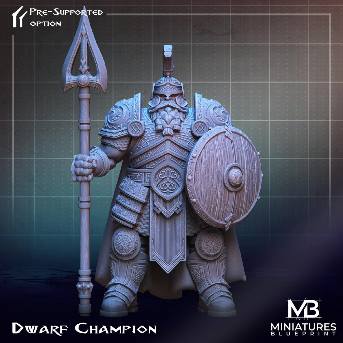 Dwarf Guardian Miniature | Tabletop RPG Miniature | Miniatures Blueprint | Roleplaying 3D Printed Fantasy Mini - 3DPrintDen