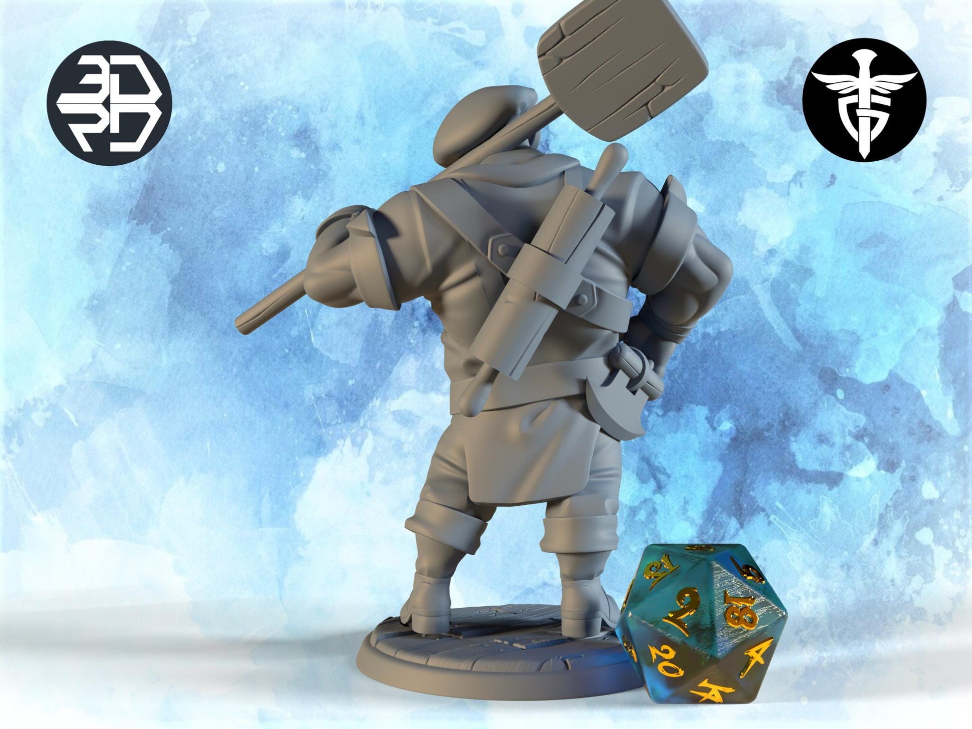 Baker Miniature, Pat E. Cakes | Twin Goddess Miniatures | Tabletop RPG Miniature | Roleplaying 3D Printed Fantasy Mini - 3DPrintDen